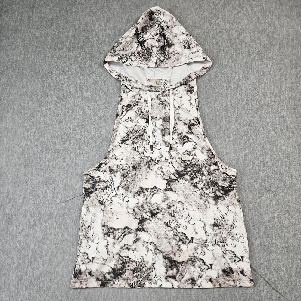 Varley Tank Womens Small White Marble Hooded Pullover Athletic Stretch Portugal